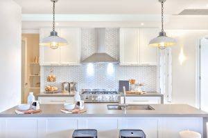 Luxury,Kitchen,With,The,Counter,And,Stoves,Under,Lights,Near